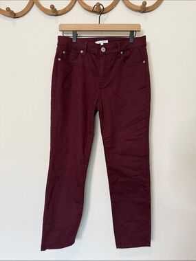 STS Blue Women's Straight Leg Jeans in Burgundy Riley High Rise Jeggings